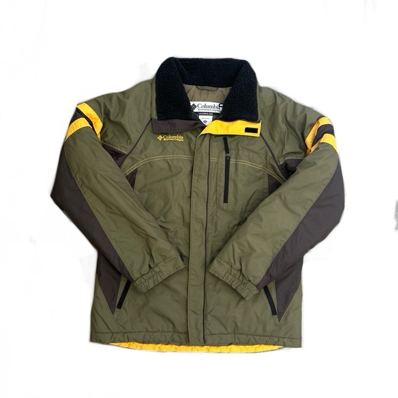 Columbia Youth 14/16 Winter Jacket Green Yellow Insulated Coat Nylon Ski Snow - Picture 1 of 9